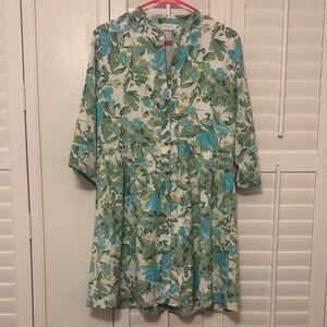 Floral Tiered Midi Dress in Teal and Green